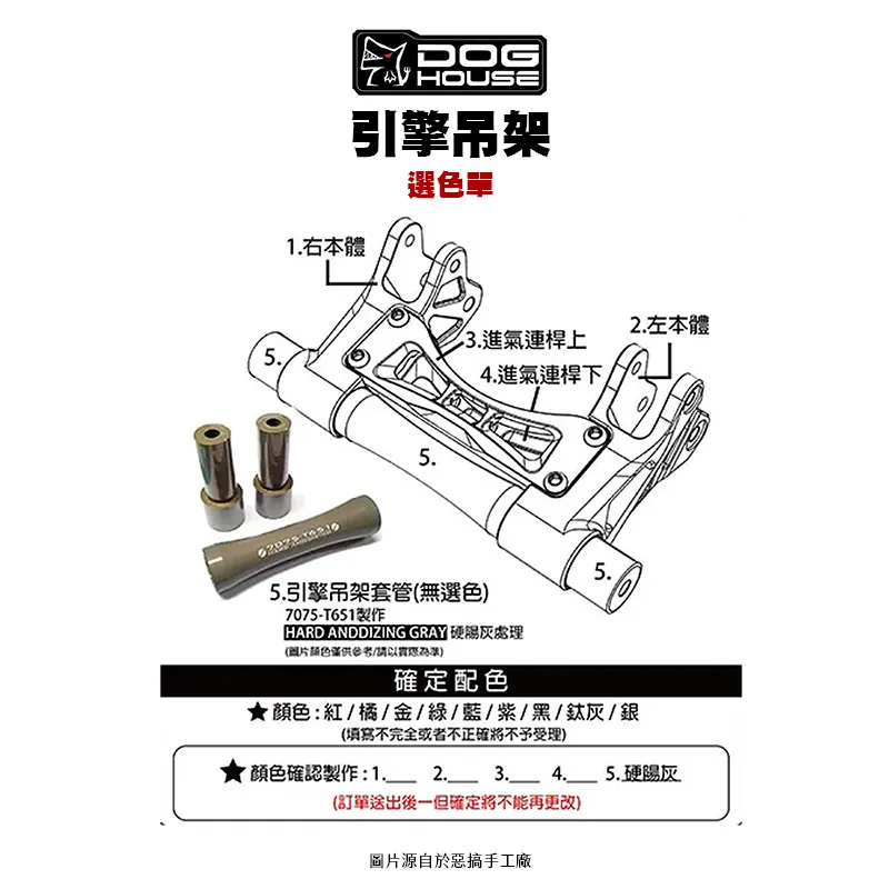 惡搞手工廠 DOG HOUSE 引擎吊架 六代戰 BW'S 水冷BWS FORCE 2.0 AUGUR NMAX-短碼